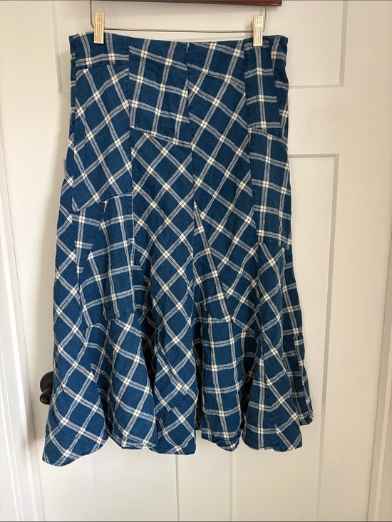 Ralph Lauren Dresses & Skirts - VTG Lauren Ralph Lauren Blue Patchwork Plaid Midi Skirt